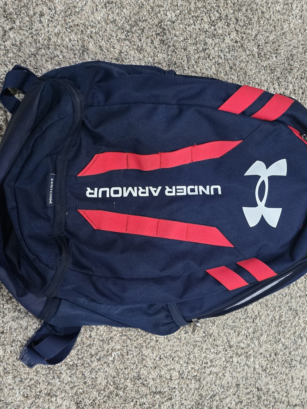 Under Armour Navy and Red Kids Backpack with Logo